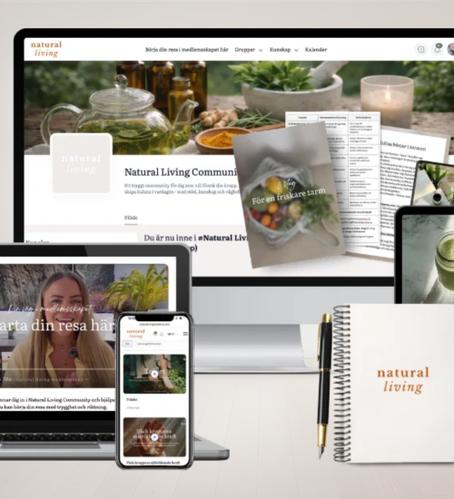 Natural Living Community medlemskap inom holistisk hälsa – plattform med föreläsningar, guider, recept och vägledning av näringsterapeut för hormonbalans och naturlig hälsa