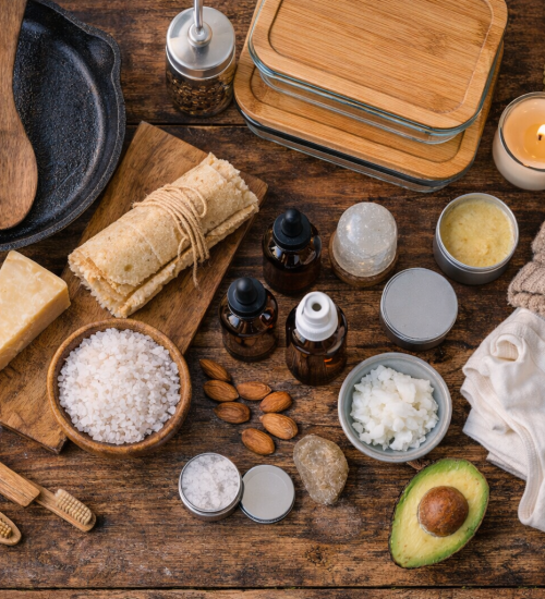 ett bord med giftfria produkter